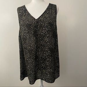 Black Dot Georgette & Knit Back Top